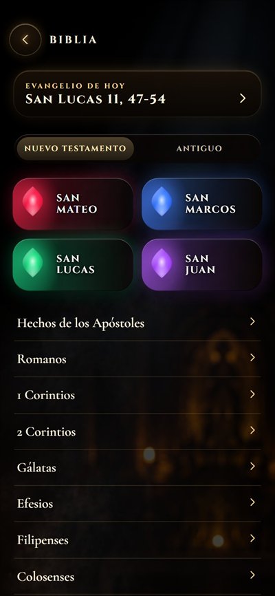 Biblia: el Evangelio de hoy y los libros del Nuevo Testamento en almendras de luz