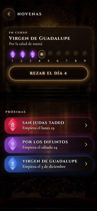 Novena a la Virgen de Guadalupe en curso, con los días rezados encendidos